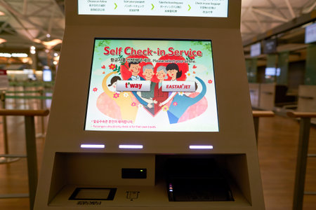 INCHEON, SOUTH KOREA - CIRCA MAY, 2017: self check-in kiosk at Incheon International Airport.のeditorial素材