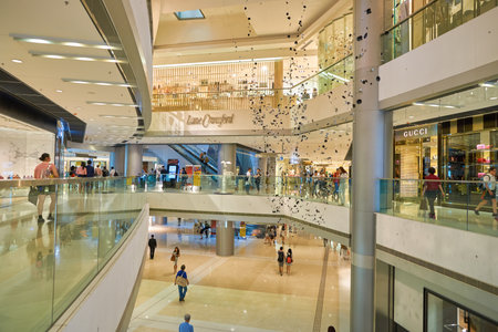 HONG KONG - CIRCA SEPTEMBER, 2016: inside a shopping center in Hong Kong. Shopping is a widely popular social activity in Hong Kong.のeditorial素材