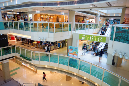 HONG KONG - CIRCA SEPTEMBER, 2016: inside a shopping center in Hong Kong. Shopping is a widely popular social activity in Hong Kong.のeditorial素材