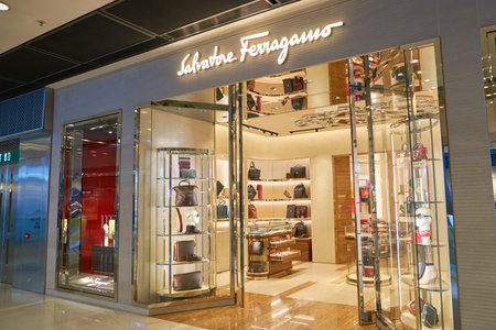 HONG KONG - CIRCA SEPTEMBER, 2016: Salvatore Ferragamo store in Hong Kong. Shopping is a widely popular social activity in Hong Kong.のeditorial素材