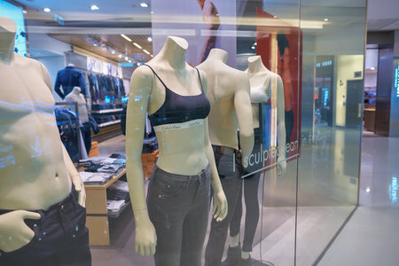HONG KONG - CIRCA SEPTEMBER, 2016: Calvin Klein store in Hong Kong. Shopping is a widely popular...