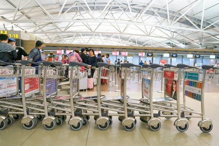INCHEON, SOUTH KOREA - CIRCA MAY, 2017: trolleys at Incheon International Airport.