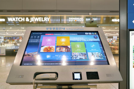 INCHEON, SOUTH KOREA - CIRCA JUNE, 2017: information kiosk at Incheon International Airport.