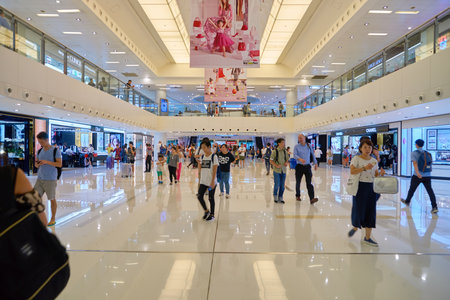 HONG KONG - CIRCA SEPTEMBER, 2016: inside a shopping center in Hong Kong. Shopping is a widely popular social activity in Hong Kong.のeditorial素材