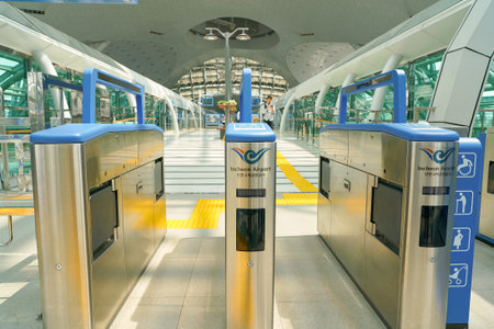 INCHEON, SOUTH KOREA - CIRCA MAY, 2017: Maglev Station gates in Incheon International Airport.