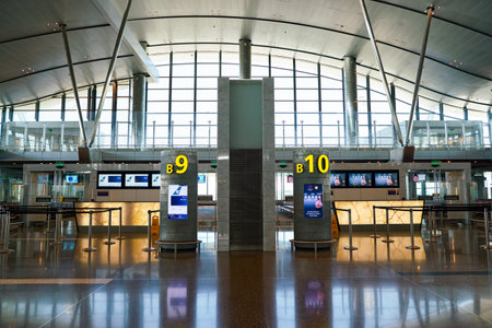 DOHA, QATAR - CIRCA JUNE, 2017: inside Hamad International Airport of Doha, the capital city of...