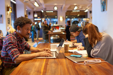 CHICAGO, IL - CIRCA MARCH, 2016: people at Dollop Coffee in Chicago.のeditorial素材