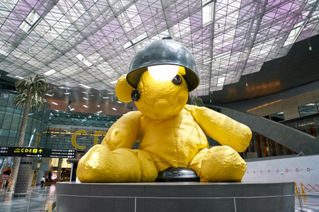 DOHA, QATAR - CIRCA JUNE, 2017: inside Hamad International Airport of Doha, the capital city of Qatar.のeditorial素材