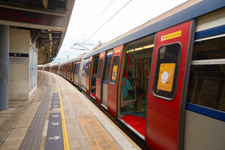 HONG KONG - SEPTEMBER 02, 2016: an MTR train on the East Rail Line. The East Rail Line is one of...