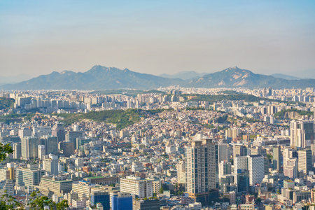 SEOUL, SOUTH KOREA - CIRCA MAY, 2017: Seoul city view from Namsan Mountain at daytime. Seoul Special...
