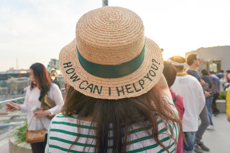 SEOUL, SOUTH KOREA -  MAY 20, 2017: roving tourist information guide at Seoul 7017 Skypark. The Seoullo 7017 Skypark, is an elevated linear park in central Seoul  which opened on May 20, 2017.のeditorial素材