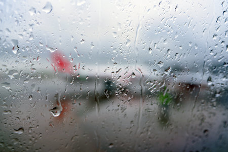 View from aircraft at rainy day.のeditorial素材