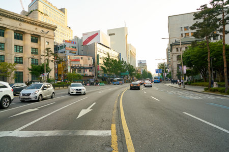 SEOUL, SOUTH KOREA - CIRCA MAY, 2017: Seoul urban landscape. Seoul Special City is the capital and largest metropolis of the Republic of Korea.のeditorial素材