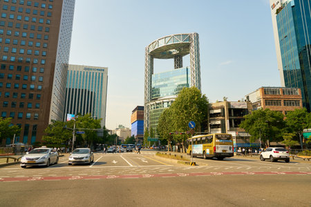 SEOUL, SOUTH KOREA - CIRCA MAY, 2017: Seoul urban landscape. Seoul Special City is the capital and largest metropolis of the Republic of Korea.のeditorial素材