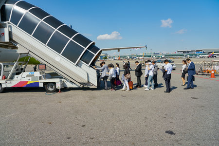 SEOUL, SOUTH KOREA - CIRCA MAY, 2017: Airbus A320-200 at Gimpo Airport. Gimpo International Airport is located in the far western end of Seoul.のeditorial素材