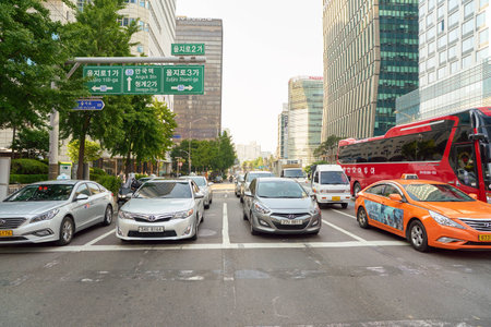 SEOUL, SOUTH KOREA - CIRCA MAY, 2017: Seoul urban landscape. Seoul Special City is the capital and largest metropolis of the Republic of Korea.のeditorial素材