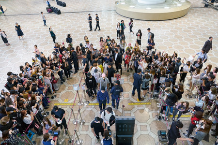 SEOUL, SOUTH KOREA - CIRCA MAY, 2017: people with cameras at Gimpo Airport International Terminal. Gimpo International Airport is located in the far western end of Seoul.のeditorial素材