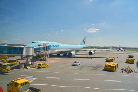 SEOUL, SOUTH KOREA - CIRCA MAY, 2017: a commercial aircraft on the tarmac at Gimpo Airport Domestic...