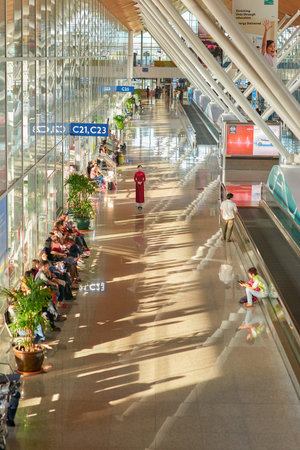KUALA LUMPUR, MALAYSIA - CIRCA MAY, 2014: inside Kuala Lumpur International Airport. KLIA is Malaysia's main international airport and one of the major airports in South East Asia.のeditorial素材
