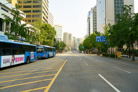 SEOUL, SOUTH KOREA - CIRCA MAY, 2017: Seoul urban landscape. Seoul Special City is the capital and largest metropolis of the Republic of Korea.のeditorial素材