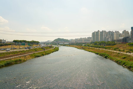 SEOUL, SOUTH KOREA - CIRCA JUNE, 2017: Seoul urban landscape. Seoul Special City is the capital and largest metropolis of the Republic of Korea.のeditorial素材