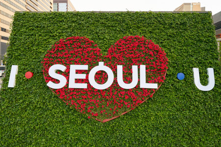 SEOUL, SOUTH KOREA - CIRCA MAY, 2017: I SEOUL U sign at downtown of the city. Seoul Special City is the capital and largest metropolis of the Republic of Korea.のeditorial素材