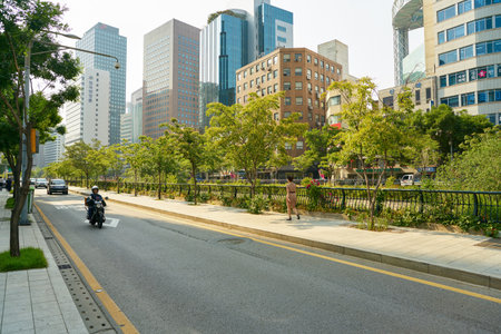 SEOUL, SOUTH KOREA - CIRCA MAY, 2017: Seoul urban landscape. Seoul Special City is the capital and largest metropolis of the Republic of Korea.のeditorial素材