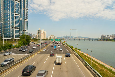 SEOUL, SOUTH KOREA - CIRCA JUNE, 2017: Seoul urban landscape. Seoul Special City is the capital and...