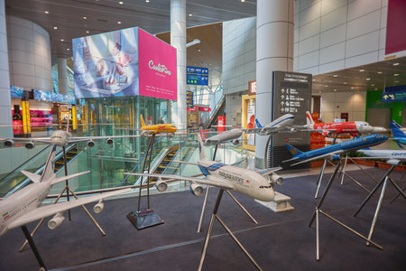 KUALA LUMPUR, MALAYSIA - CIRCA MAY, 2014: airplane models at Kuala Lumpur International Airport. KLIA is Malaysia's main international airport and one of the major airports in South East Asia.のeditorial素材