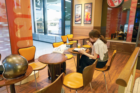 SEOUL, SOUTH KOREA - CIRCA MAY, 2017: Dunkin Donuts at Gimpo Airport Domestic Terminal. Dunkin Donuts is an American global donut company and coffeehouse.のeditorial素材