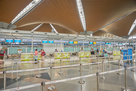 KUALA LUMPUR, MALAYSIA - CIRCA MAY, 2014: check in area at Kuala Lumpur International Airport. KLIA...