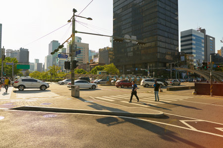 SEOUL, SOUTH KOREA - CIRCA MAY, 2017: Seoul urban landscape. Seoul Special City is the capital and largest metropolis of the Republic of Korea.のeditorial素材