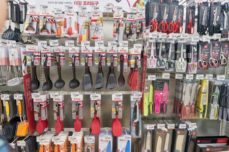 SEOUL, SOUTH KOREA - CIRCA MAY, 2017: goods on display at Lotte Mart in Seoul.のeditorial素材