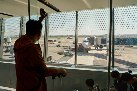 SEOUL, SOUTH KOREA - CIRCA MAY, 2017: man at Gimpo Airport Domestic Terminal. Gimpo International Airport is located in the far western end of Seoul.のeditorial素材