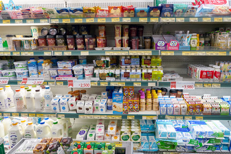 SEOUL, SOUTH KOREA - CIRCA MAY, 2017: inside a grocery store in Seoul. CU is a convenience store franchise chain in South Korea.のeditorial素材