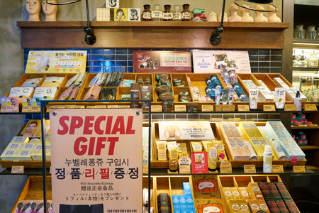 SEOUL, SOUTH KOREA - CIRCA JUNE, 2017: goods on display at too cool for school store in Seoul.