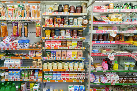 SEOUL, SOUTH KOREA - CIRCA MAY, 2017: inside 7-11 convenience store sign. 7-Eleven is an international chain of convenience stores.のeditorial素材