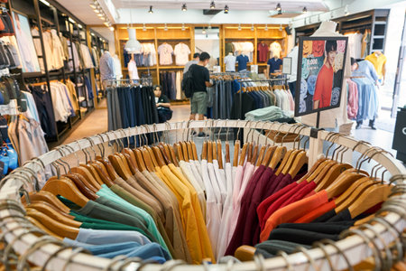 SEOUL, SOUTH KOREA - CIRCA MAY, 2017: goods on display at Giordano store in Seoul. Giordano...