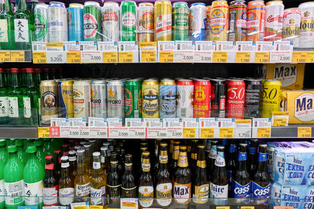 SEOUL, SOUTH KOREA - CIRCA MAY, 2017: inside a grocery store in Seoul. CU is a convenience store franchise chain in South Korea.のeditorial素材