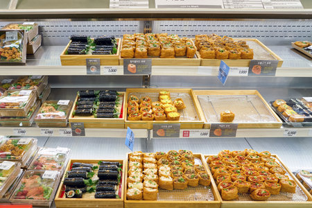 SEOUL, SOUTH KOREA - CIRCA MAY, 2017: food on display at Lotte Mart in Seoul. Lotte Mart is an east...