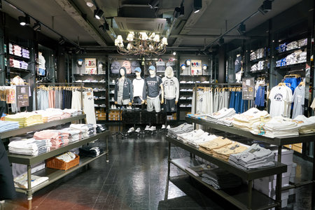 SEOUL, SOUTH KOREA - CIRCA JUNE, 2017: clothing on display at a store in Seoul.のeditorial素材