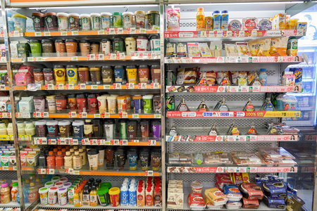 SEOUL, SOUTH KOREA - CIRCA MAY, 2017: inside 7-11 convenience store sign. 7-Eleven is an international chain of convenience stores.のeditorial素材