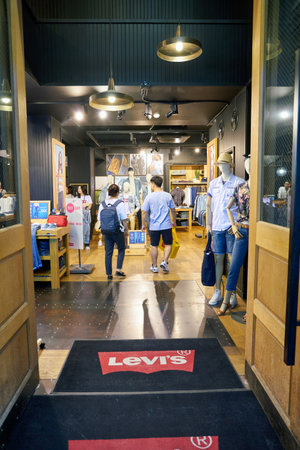SEOUL, SOUTH KOREA - CIRCA MAY, 2017: a Levi's store in Seoul. Levi Strauss & Co. is a privately owned American clothing company known worldwide for its Levi's brand of denim jeans.のeditorial素材