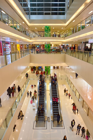 HONG KONG - FEBRUARY 04, 2015: inside New Town Plaza shopping mall in Hong Kong.のeditorial素材