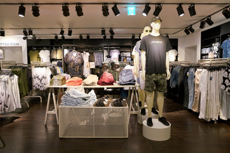SEOUL, SOUTH KOREA - CIRCA MAY, 2017: inside H and M store in Seoul. H & M Hennes & Mauritz AB is a...