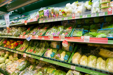 SEOUL, SOUTH KOREA - CIRCA JUNE, 2017: inside a grocery store in Seoul. CU is a convenience store franchise chain in South Korea.のeditorial素材