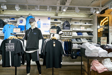 SEOUL, SOUTH KOREA - CIRCA JUNE, 2017: clothing on display at a store in Seoul.