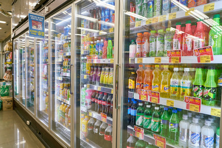 SEOUL, SOUTH KOREA - CIRCA MAY, 2017: inside a grocery store in Seoul. CU is a convenience store...
