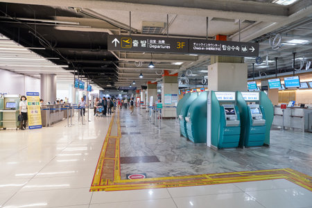 SEOUL, SOUTH KOREA - CIRCA MAY, 2017: inside Gimpo Airport Domestic Terminal. Gimpo International Airport is located in the far western end of Seoul.のeditorial素材