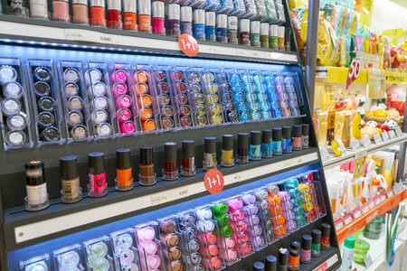 SEOUL, SOUTH KOREA - CIRCA MAY, 2017: goods on display at Tony Moly shop in Seoul. Tony Moly is a South Korean cosmetics brandのeditorial素材